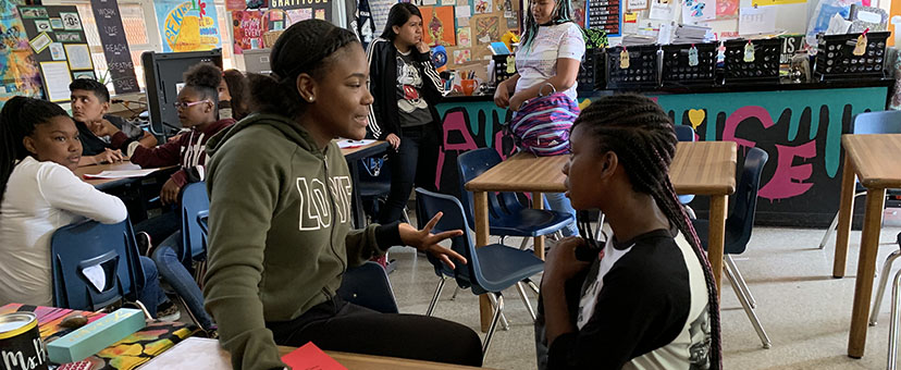 Teenage girls in classroom setting