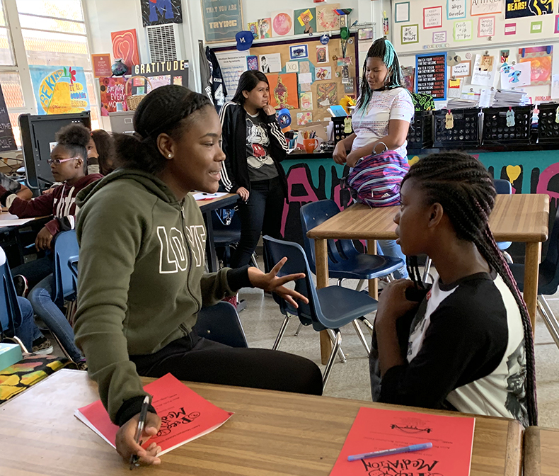 Teenage girls in classroom setting