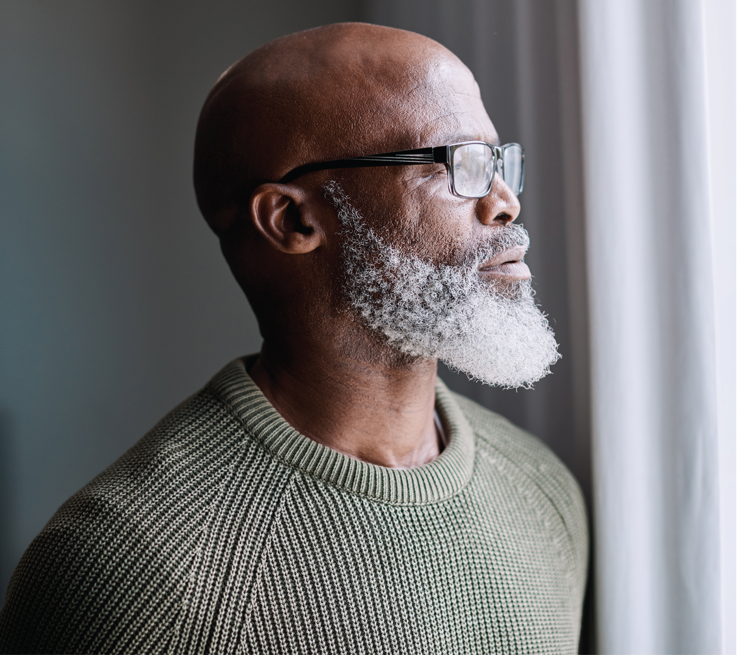 man at window